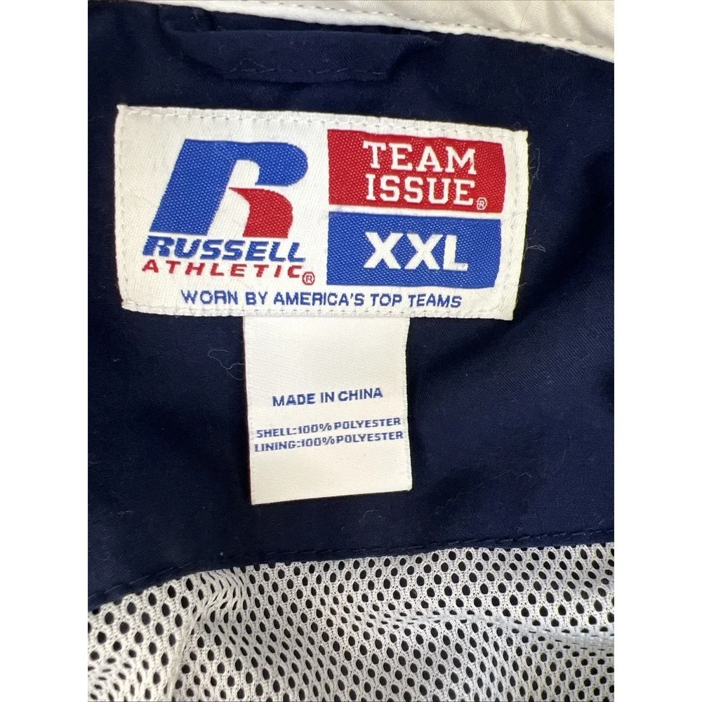 Russell Athletic Team Issue Windbreaker XXL Blue White Mesh Lined Full Zip EUC